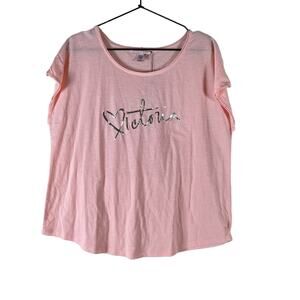 NEW Victoria's Secret Pink Womens Victoria Heart Pink Short Sleeved Tee Shirt M